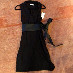 Cute little faux wrap dress with a leather belt
